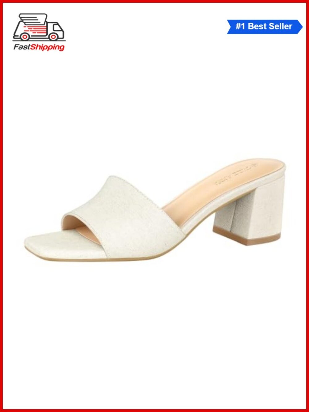 ✨ PIZZ ANNU Square Open Toe Low Block Heel Slide Sandals Slip On Mules